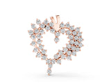Rose gold Diamond Cluster Heart Pendant with Round Brilliant Cut Stones and Prong Setting_3