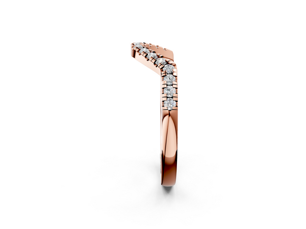 Rose gold Diamond Curved Pavé Round Stone Contour Band