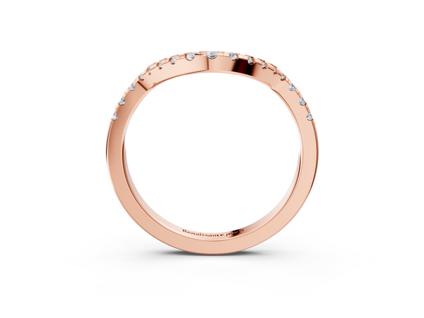 Rose gold Diamond Curved Pavé Round Stone Contour Band