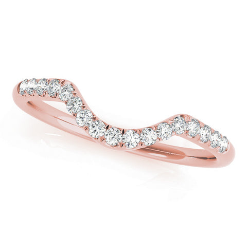 Rose gold Diamond Curved Pavé Round Stone Contour Band