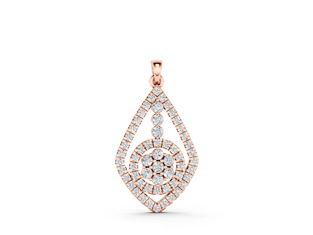 Rose gold Diamond Halo Pendant with Pavé Setting_10