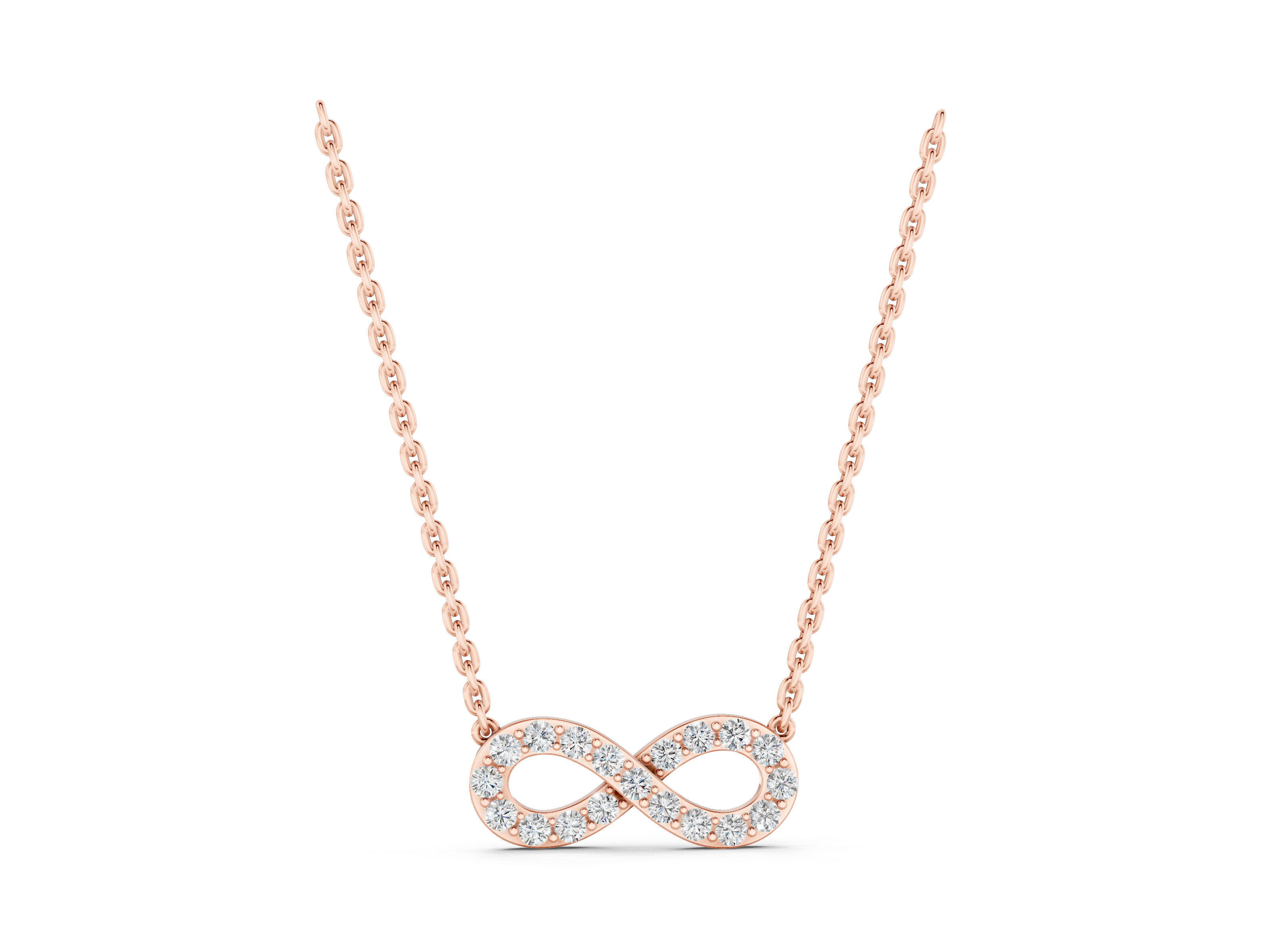 Rose gold Diamond Infinity Pendant with Pave Setting_4