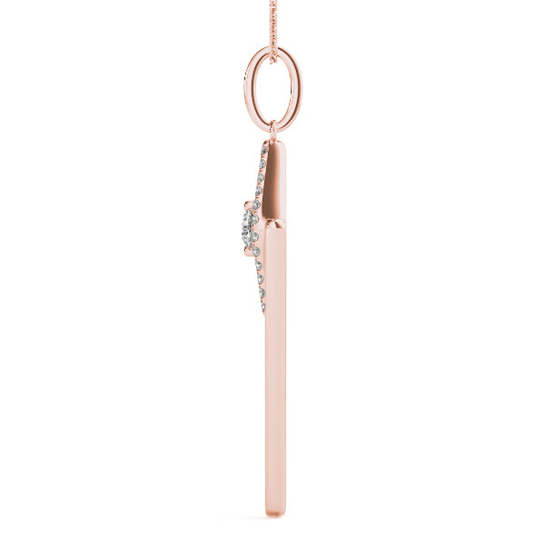 Rose gold Diamond Marquise Halo Pendant with V-Prong Setting