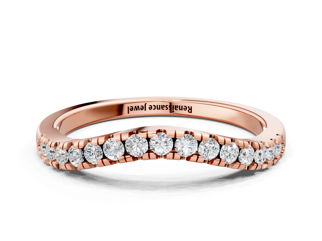 Rose gold Diamond Pavé Curved Wedding Band_82
