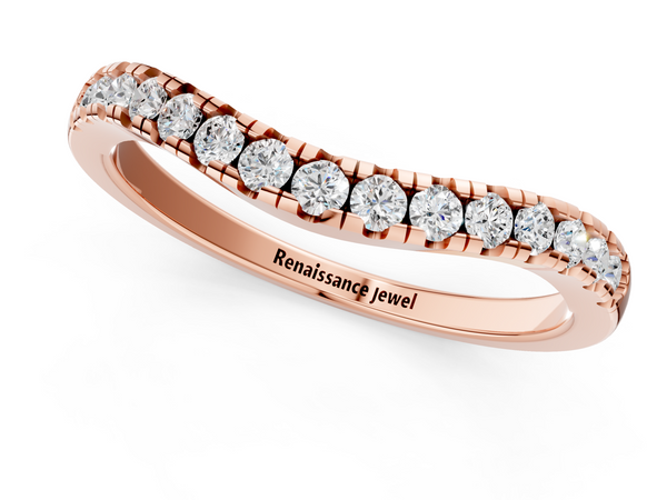 Rose gold Diamond Pavé Curved Wedding Band
