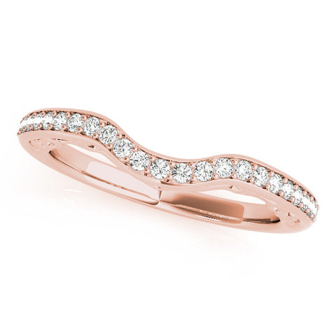 Rose gold Diamond Pavé Round Cut Curved Band with Channel Setting
