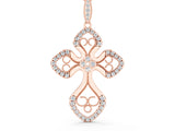 Rose gold Diamond Pavé Round Milgrain Cross Pendant_45