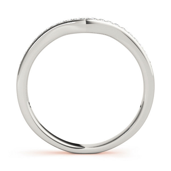 Rose gold Diamond Pavé Round Stone Contour Band