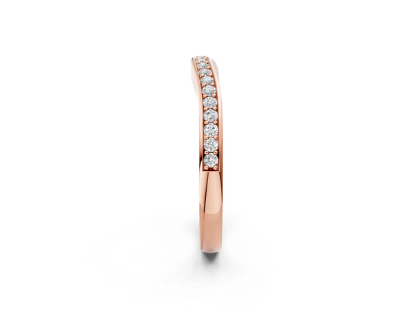 Rose gold Diamond Pavé Round Stone Contour Band
