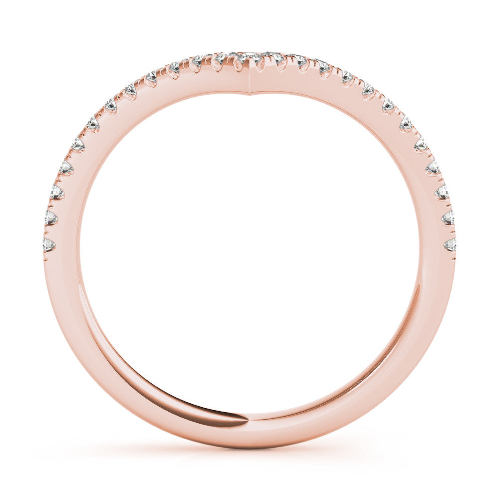 Rose gold Diamond Pavé V-Shaped Chevron Band with Round Cut Stones and Shared Prong Setting 2
