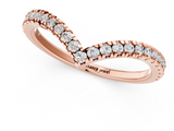 Rose gold Diamond Pavé V-Shaped Chevron Band with Round Cut Stones and Shared Prong Setting_76