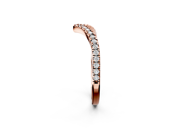 Rose gold Pavé Round Diamond V-Shaped Chevron Band with Shared Prong Setting