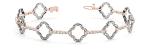 Rose gold Diamond Round Cut Rope Band Bracelet with Pave Prong Setting