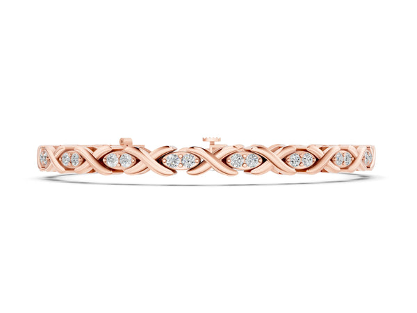 Rose gold Diamond Round Cut X-Link Tennis Bracelet with Prong Setting