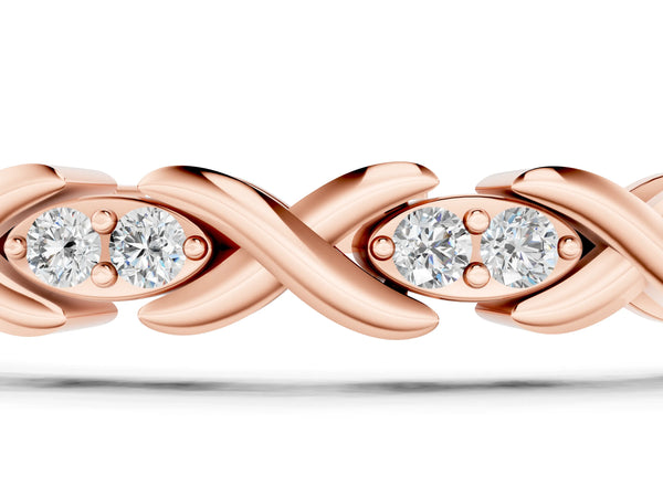 Rose gold Diamond Round Cut X-Link Tennis Bracelet with Prong Setting