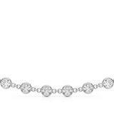 Rose gold Diamond Round Stone Paperclip Chain Necklace with Bezel Setting 1