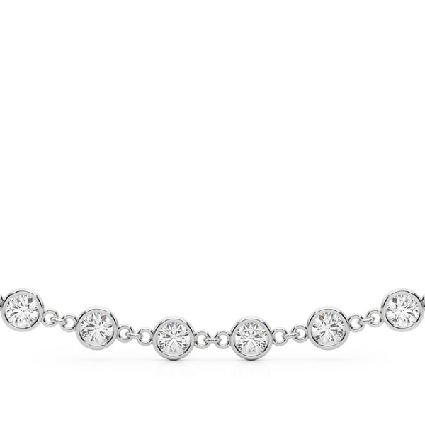 Rose gold Diamond Round Stone Paperclip Chain Necklace with Bezel Setting