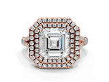 Rose gold Double Halo Asscher Cut Diamond Split Shank Engagement Ring with Four-Prong Setting_3