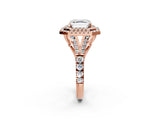 Rose gold Double Halo Asscher Cut Diamond Split Shank Engagement Ring with Four-Prong Setting_5