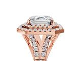 Rose gold Double Halo Asscher Cut Diamond Split Shank Engagement Ring with Four-Prong Setting_8