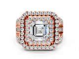 Rose gold Double Halo Asscher Cut Diamond Split Shank Pave Set Ring_3