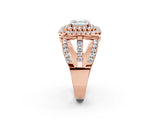Rose gold Double Halo Asscher Cut Diamond Split Shank Pave Set Ring_5