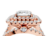 Rose gold Double Halo Asscher Cut Diamond Split Shank Pave Set Ring_7