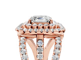 Rose gold Double Halo Asscher Cut Diamond Split Shank Pave Set Ring_8