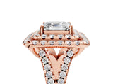 Rose gold Double Halo Asscher Cut Pave Split Shank Prong Set Ring_20