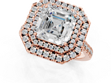 Rose gold Double Halo Asscher Diamond Pave Band with Four-Prong Setting_5