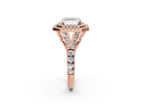 Rose gold Double Halo Asscher-Shaped Split Shank Diamond Ring with Prong Setting_21