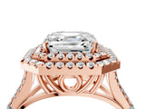 Rose gold Double Halo Asscher-Shaped Split Shank Diamond Ring with Prong Setting_23