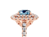 Rose gold Double Halo Cushion Cut Aquamarine Pavé Band with Four-Prong Setting_5