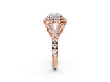 Rose gold Double Halo Cushion Cut Diamond Split Shank Engagement Ring with Four-Prong Setting_5