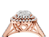 Rose gold Double Halo Cushion Cut Diamond Split Shank Engagement Ring with Four-Prong Setting_7