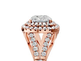 Rose gold Double Halo Cushion Cut Diamond Split Shank Engagement Ring with Four-Prong Setting_8