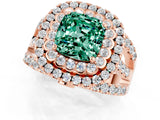 Rose gold Double Halo Cushion Cut Diamond Split Shank Pave Set Ring_1