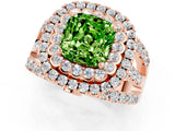 Rose gold Double Halo Cushion Cut Diamond Split Shank Pave Set Ring_1