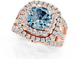 Rose gold Double Halo Cushion Cut Diamond Split Shank Pave Set Ring_1