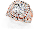 Rose gold Double Halo Cushion Cut Diamond Split Shank Pave Set Ring_1