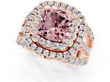 Rose gold Double Halo Cushion Cut Diamond Split Shank Pave Set Ring_1