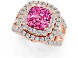 Rose gold Double Halo Cushion Cut Diamond Split Shank Pave Set Ring_1