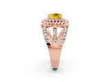 Rose gold Double Halo Cushion Cut Diamond Split Shank Pave Set Ring_2