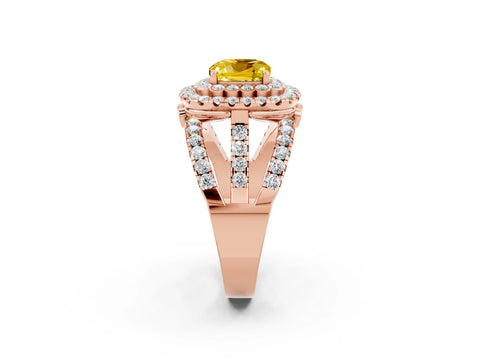 Rose gold Double Halo Cushion Cut Diamond Split Shank Pave Set Ring_2
