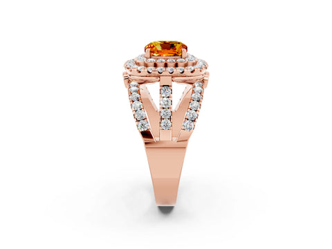 Rose gold Double Halo Cushion Cut Diamond Split Shank Pave Set Ring_2