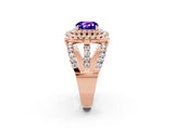 Rose gold Double Halo Cushion Cut Diamond Split Shank Pave Set Ring_2
