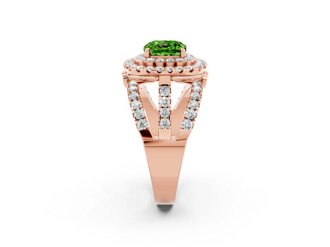 Rose gold Double Halo Cushion Cut Diamond Split Shank Pave Set Ring_2