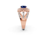 Rose gold Double Halo Cushion Cut Diamond Split Shank Pave Set Ring_2