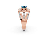 Rose gold Double Halo Cushion Cut Diamond Split Shank Pave Set Ring_2