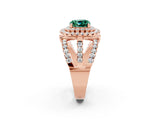 Rose gold Double Halo Cushion Cut Diamond Split Shank Pave Set Ring_2